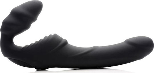 Strap U Slim Rider Strapless Strap-on Vibrator Strapless Strap On with Dildo 21.60cm with Vibration in Black Color