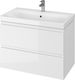 Cersanit Moduo Slim Шкаф със Мивка Гланцов Лак Д80xШ37.5xВ62см Бял
