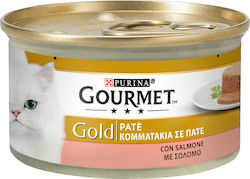 Purina Gourmet Gold Nasses Katzenfutter für Katze in Dose mit Lachs 85gr