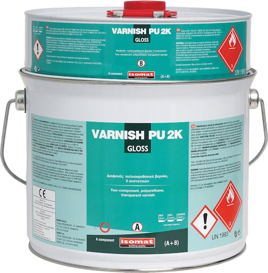 Isomat Varnish PU 2K Βερνίκι Επιφάνειας Πολυουρεθάνης 2 Συστατικών Άχρωμο Γυαλιστερό 5lt