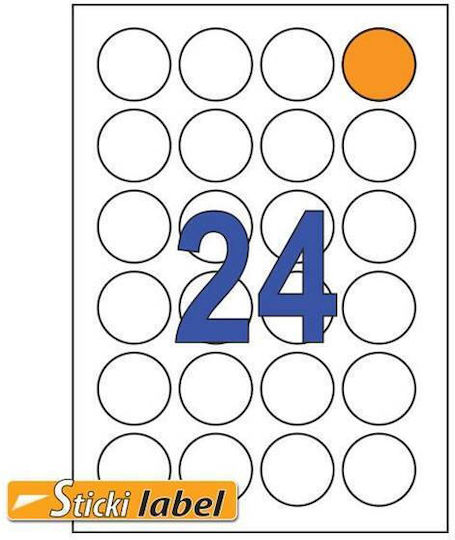 Sticki Sticki 2400 Self-Adhesive Round A4 Labels 40mm