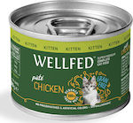 Wellfed Kitten Nasses Katzenfutter für Katze in Dose mit Huhn 12x200gr