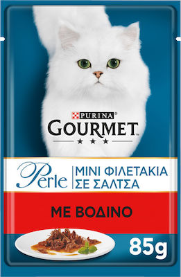 Purina Gourmet Perle Wet Food for Adult Cats In Pouch with Beef 1pc 85gr