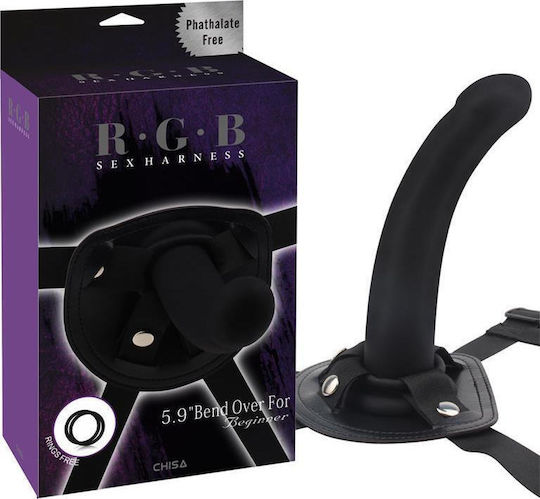 Chisa Novelties Bend Over For Beginner Harness with Dildo 15cm in Black Color