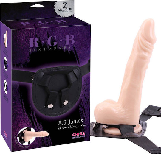 Chisa Novelties James Deen Strap-On Harness με Dildo 21.5cm στο χρώμα του δέρματος