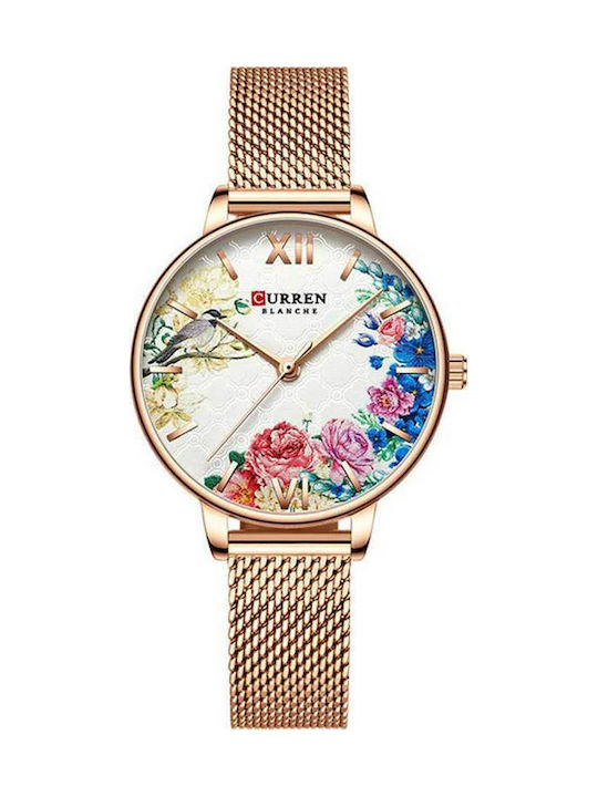 Curren Women's Watch with Pink Gold Metal Bracelet