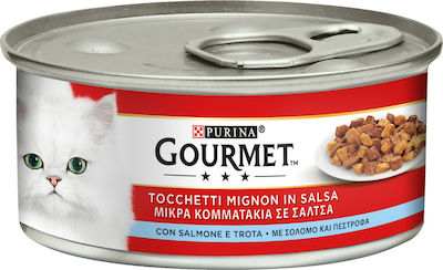 Purina Gourmet Nasses Katzenfutter für Katze in Dose mit Forelle und Lachs 195gr