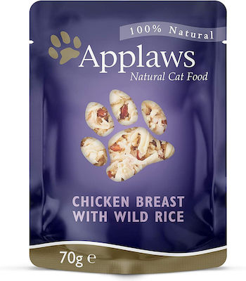 Applaws Natural Cat Food Wet Food for Adult Cats In Pouch with Chicken / Rice 1pc 70gr