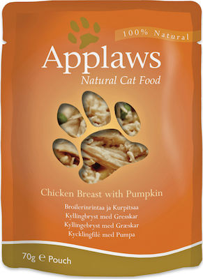 Applaws Natural Cat Food Nasses Katzenfutter für Katze in Beutel mit Kürbis und Huhn 70gr