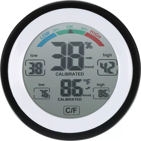 U07 Black Indoor Thermometer & Hygrometer Tabletop