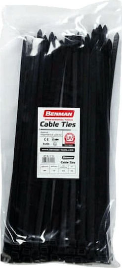 Benman Cable Ties Plastic 250mmx3.6mm in Black Colour 100pcs 70953