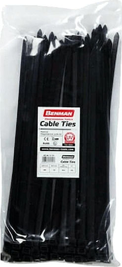 Benman Plastic Cable Ties 300mmx7.6mm In Black Colour 100 Pieces 70791