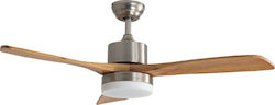 Primo PRCF-80442 800442 Ceiling Fan 130cm with Light and Remote Control Brown