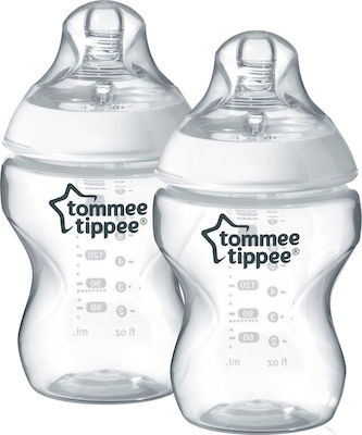 Tommee Tippee Сет Пластмасови Биберони Closer to Nature Против Колики със Силиконова Зърнала за 0+, 0+ m, месеци 260мл 2бр