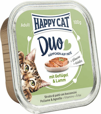 Happy Cat Duo Wet Food for Adult Cats for Urinary Health In Can with Lamb / Poultry 1pc 100gr