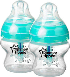 Tommee Tippee Set aus Plastikflaschen Advanced Anti-Colic Gegen Koliken mit Silikonsauger für 0+, 0+ m, Monate Turquoise 150ml 2Stück