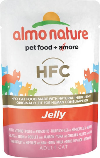 Almo Nature HFC Wet Food for Adult Cats in Pouches with Chicken and Tuna Gluten-Free 55gr