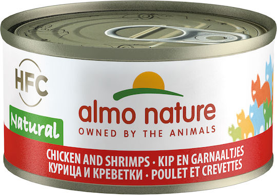 Almo Nature HFC Wet Food for Adult Cats in Cans with Shrimps and Chicken Grain-Free & Gluten-Free 70gr