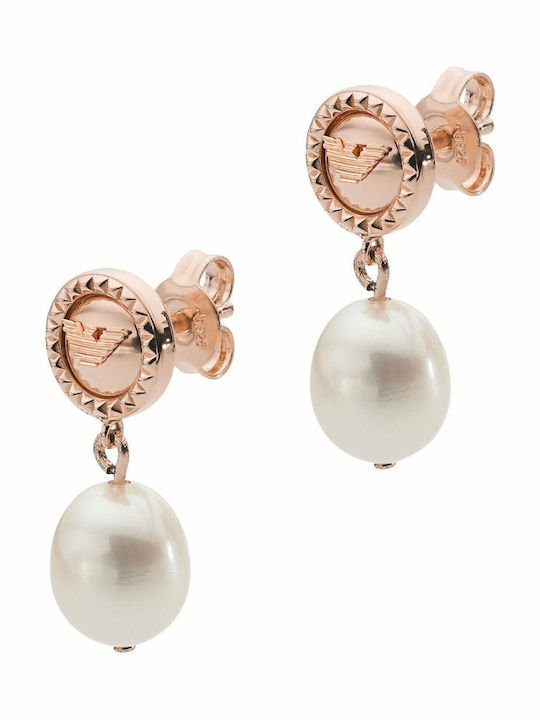 Emporio Armani Essential Earrings made of Steel Gold Plated with Stones & Pearls