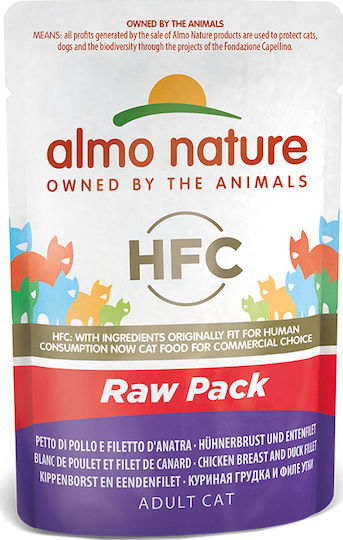 Almo Nature HFC Wet Food for Cats in Pouches with Chicken and Duck Gluten-Free 55gr