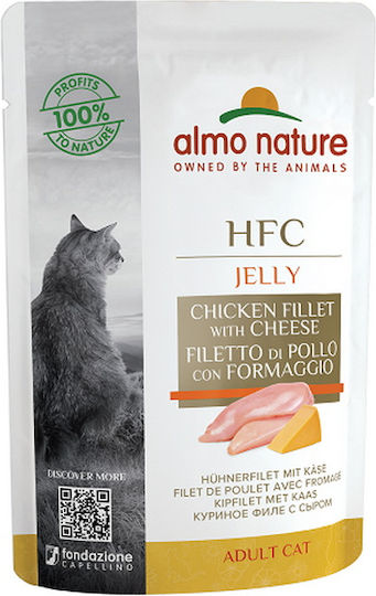 Almo Nature HFC Nassfutter für Katzen in Beutel mit Huhn ohne Gluten 55gr