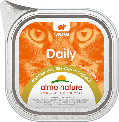 Almo Nature Daily Nasses Katzenfutter für Katze in Tablett mit Türkei 100gr