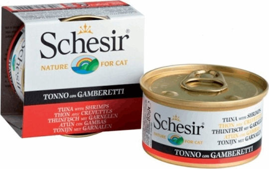 Schesir Nature for Cat Υγρή Τροφή για Ενήλικες Γάτες σε Κονσέρβα με Γαρίδες και Τόνο 85gr