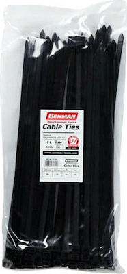 Benman Pack of 100pcs Black Plastic Cable Ties 100x2.5mm 70782