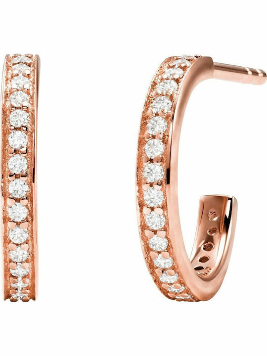 Michael Kors Premium Σκουλαρίκια Κρίκοι από Ασήμι Επιχρυσωμένα με Πέτρες