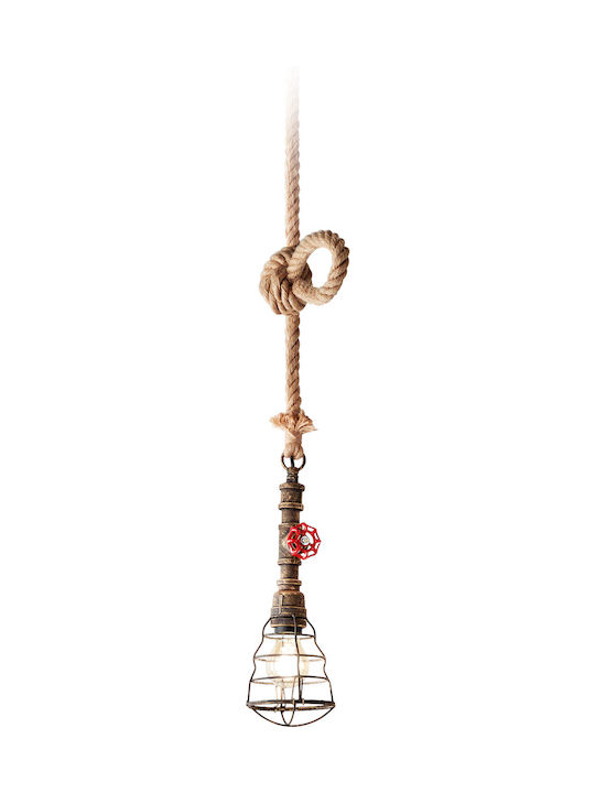 Perenz Pendant Light Suspension with Rope for Socket E27 Brown