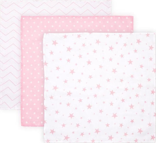 Lorelli Trio Muslin Swaddle Wraps Pink 80x80cm. 3pcs