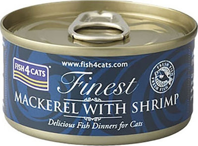 Fish4Cats Finest Wet Food for Adult Cats In Can with Shrimps / Mackerel 1pc 70gr