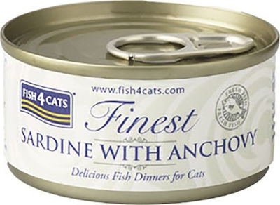 Fish4Cats Finest Nasses Katzenfutter für Katze in Dose mit Sardellen und Sardine 70gr CSW859