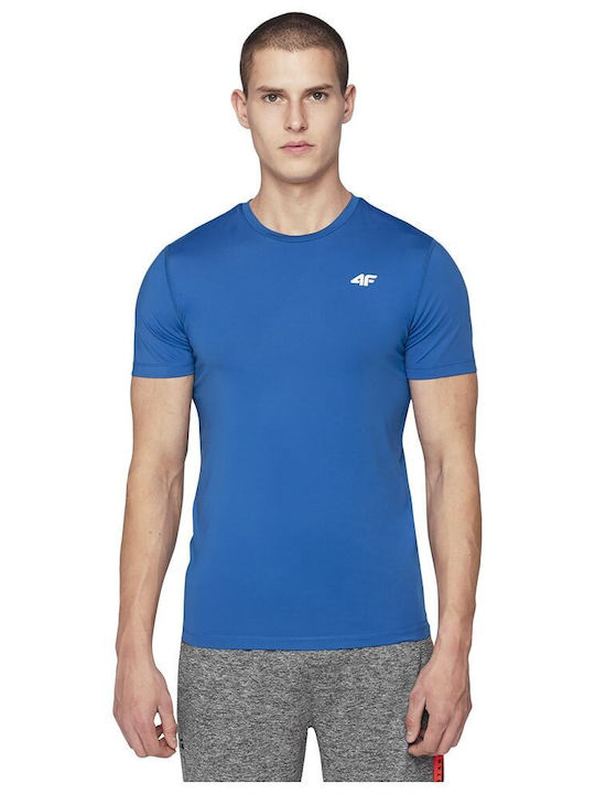 4F Bărbați T-shirt Sportiv cu Mânecă Scurtă Albastru