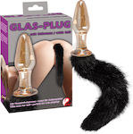 You2Toys Glass Plug with Tail Dop Anal Transparent Gold / Black 10.5cm 05099300000