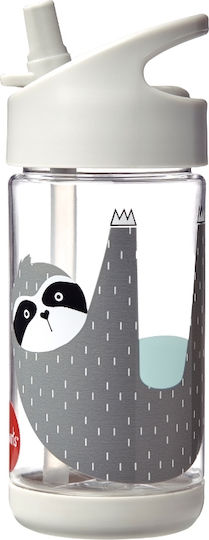 3 Sprouts Kids Water Bottle Plastic with Straw Gray 350ml