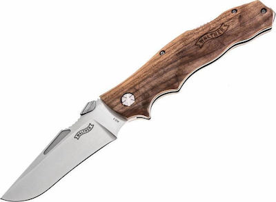 Walther FW Pocket Knife Brown with Blade made of Stainless Steel in Sheath