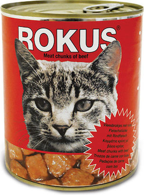 Rokus Κονσέρβα Nasses Katzenfutter für Katze in Dose mit Rindfleisch 810gr