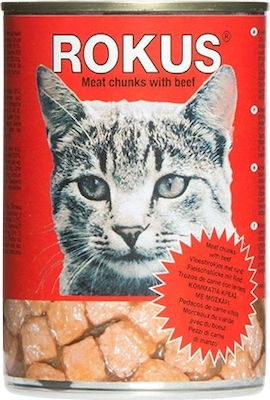 Rokus Κονσέρβα Wet Food for Adult Cats In Can with Beef 24pcs 410gr