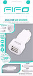 FIFO Car Charger White Total Intensity 3.1A with Ports: 2xUSB with Cable Lightning