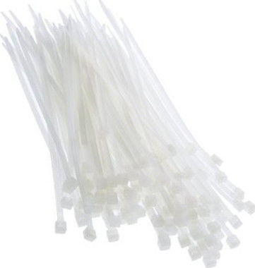 Pack of 100pcs White Plastic Cable Ties 200x4mm