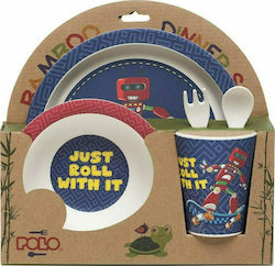 Polo Feeding Set made of Bamboo Blue 5pcs