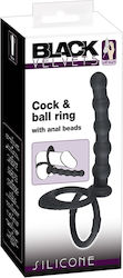 You2Toys Black Velvets Cock & Ball Ring Δαχτυλίδι Πέους Σιλικόνης με Πρωκτική Σφήνα Black 05335560000