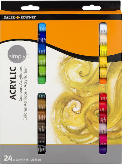 Daler Rowney Simply Acrylic Paint Set in Multicolour color 12ml 24pcs