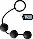 Tom of Finland Silicone Cock Ring with 3 Weighted Balls Black 15.2cm