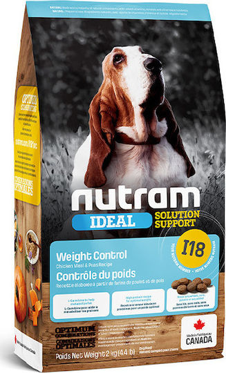 Nutram I18 Ideal Solution Support Weight Control 2kg Dry Food Diet for Adult Dogs with Brown rice and Chicken
