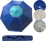 Summertiempo Foldable Beach Umbrella Aluminum Diameter 2m with UV Protection and Air Vent Blue