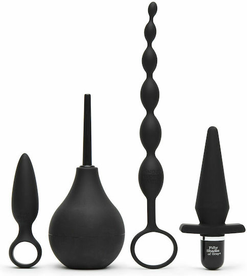 Fifty Shades of Grey Pleasure Overload Starter Anal Kit Анални тапи Подредба Black 4бр