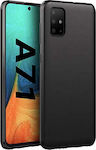 Matt Umschlag Rückseite Silikon 1.2mm Schwarz (Galaxy A71)