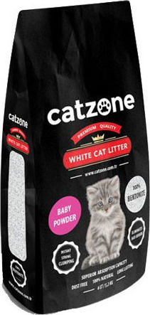 Catzone White Cat Litter Nisip pentru Pisici Bentonită cu Aromă Pudră pentru copii 10kg